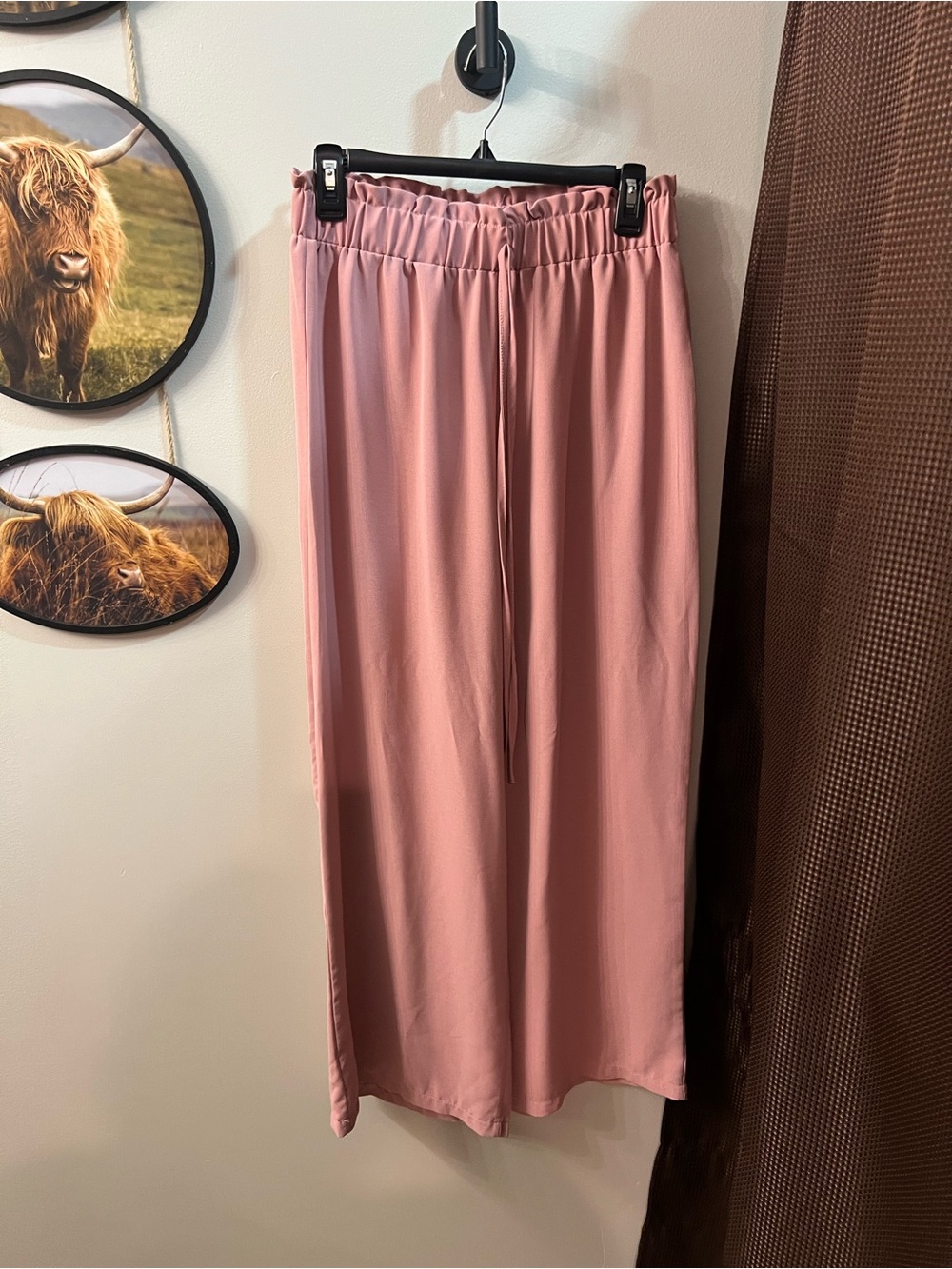 Boutique Dusty Rose Wide Leg Drawstring Pants